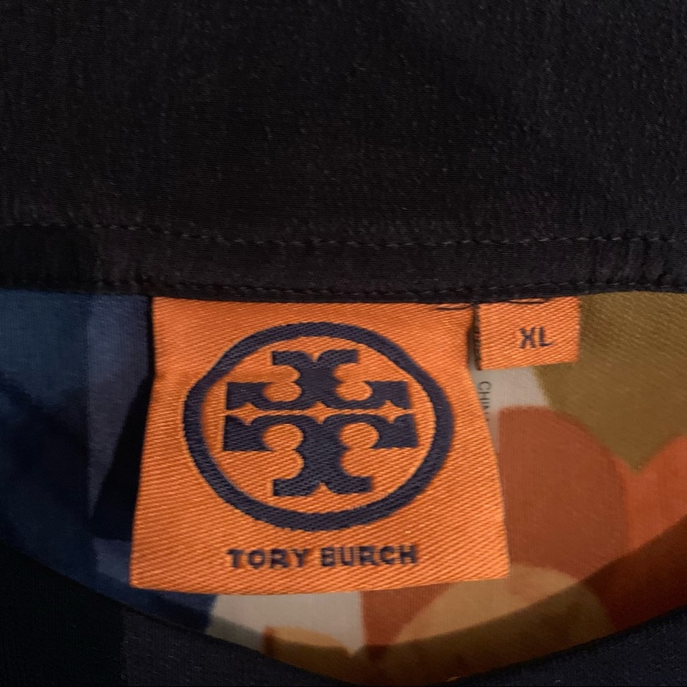 Tory Burch Navy, Orange and Tan Floral Midi Dress - Picture 4 of 6